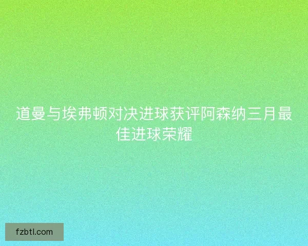 道曼与埃弗顿对决进球获评阿森纳三月最佳进球荣耀